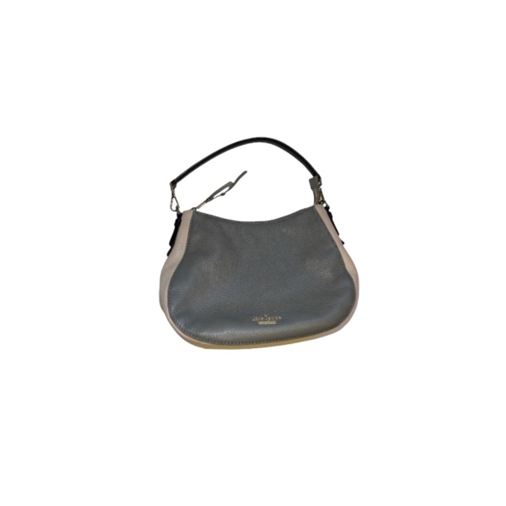 Kate Spade Grey, Cream, and Black Soft Leather Purse with Silver Toned Hardware